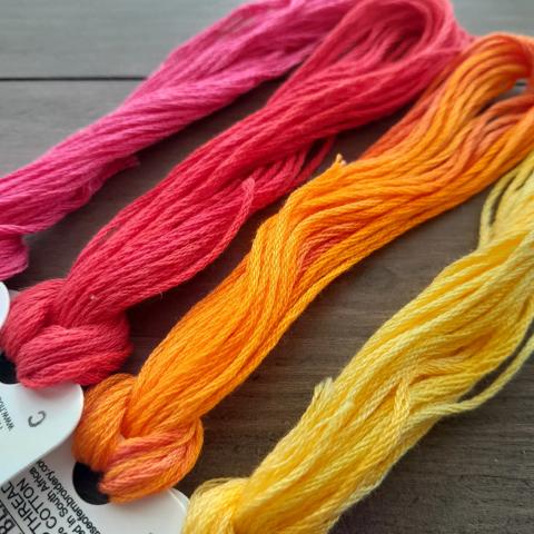 House of Embroidery Stranded Cotton - Yellows, Oranges, Pinks & Reds