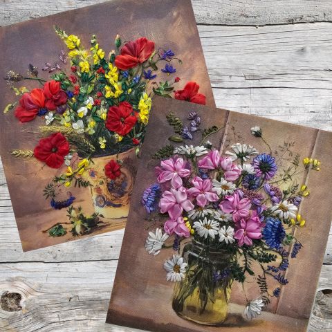Silk Ribbon Embroidery Bouquets